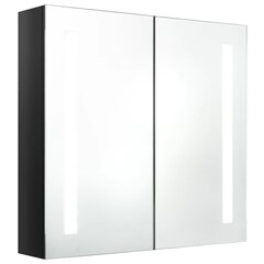 vidaXL LED vannitoa peegelkapp, läikega must, 62 x 14 x 60 cm hind ja info | Vannitoakapid | kaup24.ee