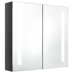 vidaXL LED vannitoa peegelkapp, läikega hall, 62 x 14 x 60 cm hind ja info | Vannitoakapid | kaup24.ee