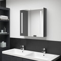 vidaXL LED vannitoa peegelkapp, läikega hall, 62 x 14 x 60 cm цена и информация | Шкафчики для ванной | kaup24.ee