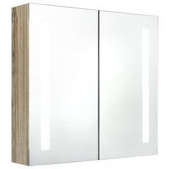 vidaXL LED vannitoa peegelkapp, tamm, 62 x 14 x 60 cm hind ja info | Vannitoakapid | kaup24.ee