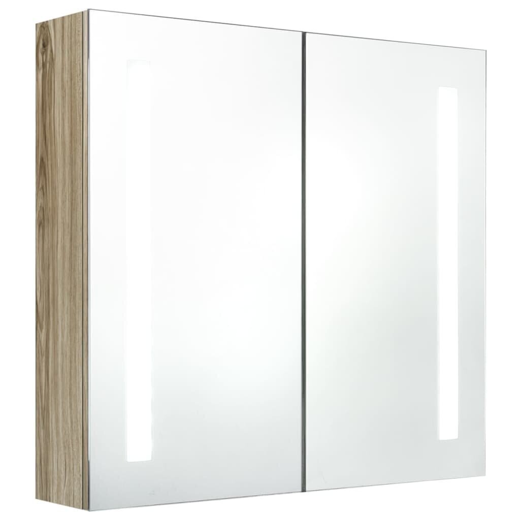 vidaXL LED vannitoa peegelkapp, tamm, 62 x 14 x 60 cm hind ja info | Vannitoakapid | kaup24.ee