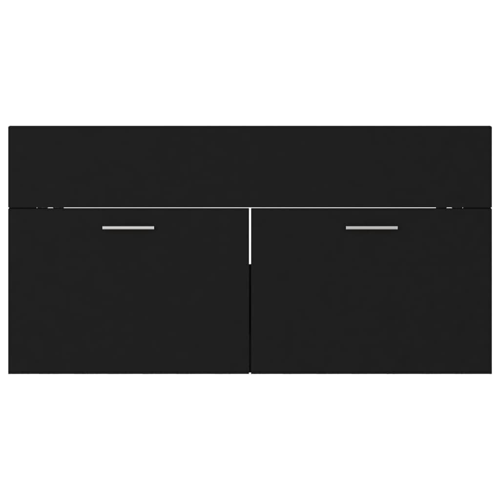 vidaXL valamukapp sisseehitatud valamuga, must, puitlaastplaat цена и информация | Vannitoakapid | kaup24.ee