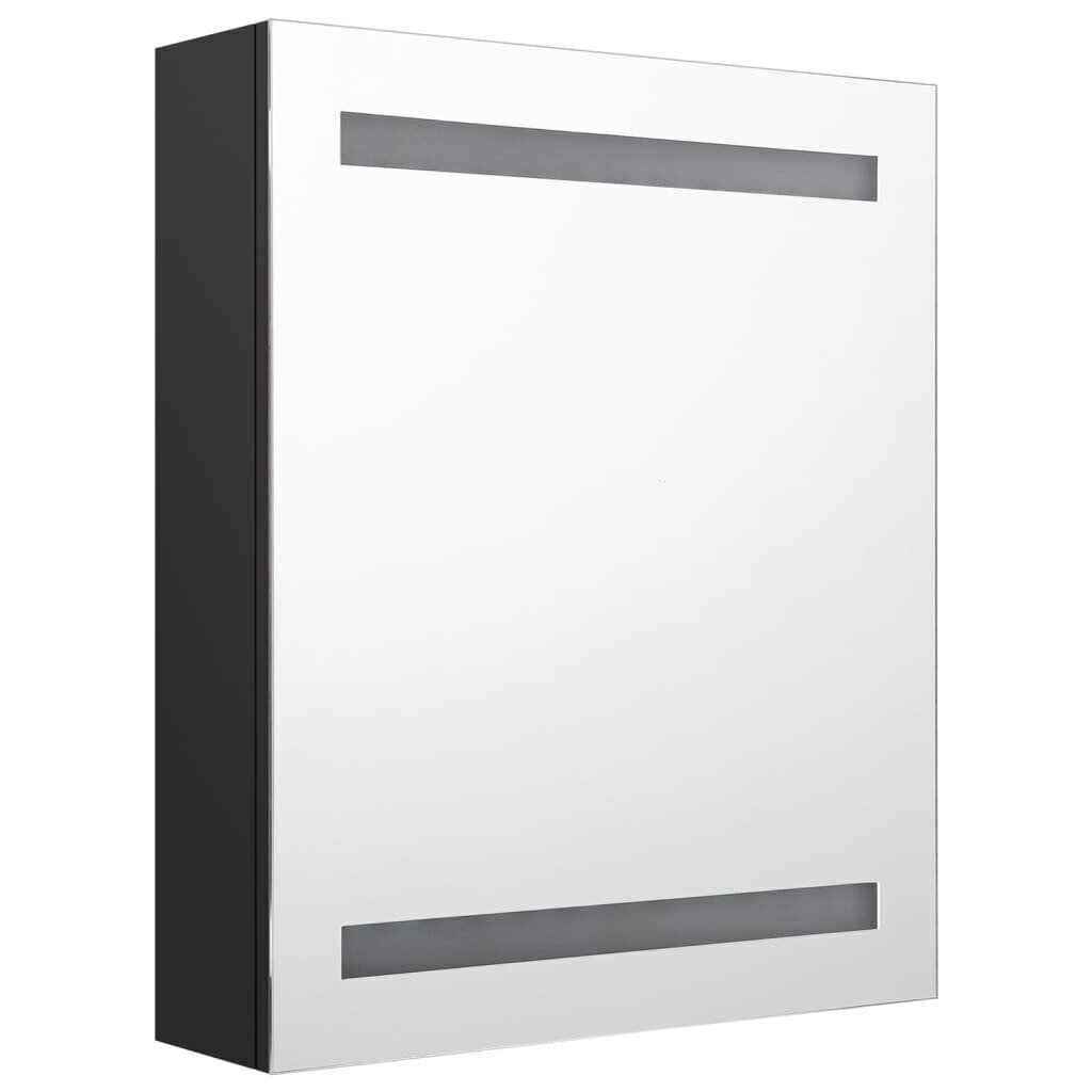 vidaXL LED vannitoa peegelkapp, must, 50 x 14 x 60 cm hind ja info | Vannitoakapid | kaup24.ee