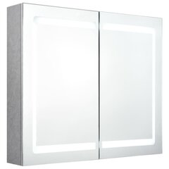 vidaXL LED vannitoa peegelkapp, betoonhall, 80 x 12 x 68 cm цена и информация | Шкафчики для ванной | kaup24.ee