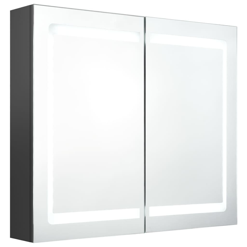 vidaXL LED vannitoa peegelkapp, hall, 80 x 12 x 68 cm hind ja info | Vannitoakapid | kaup24.ee