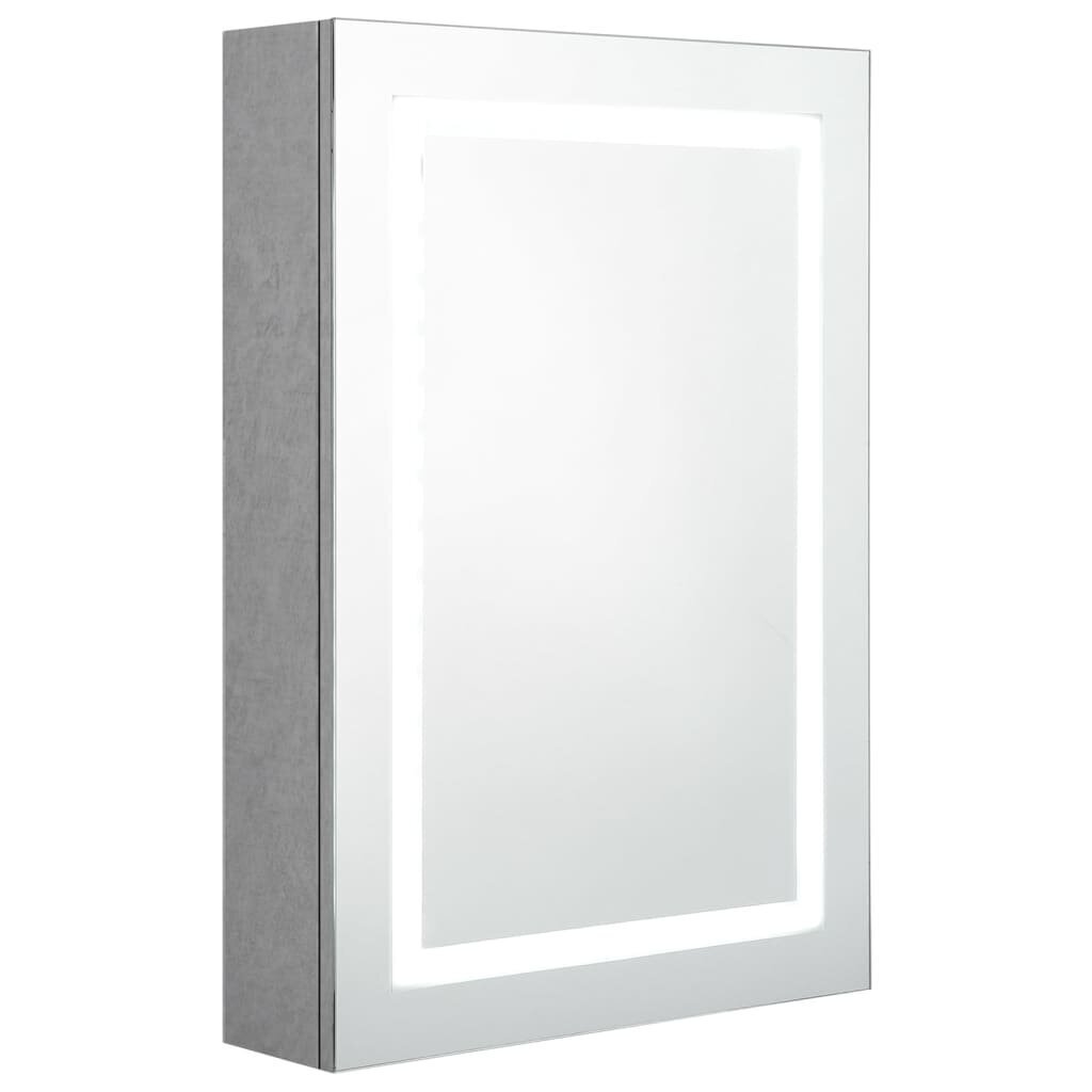 vidaXL LED vannitoa peegelkapp, betoonhall, 50 x 13 x 70 cm hind ja info | Vannitoakapid | kaup24.ee