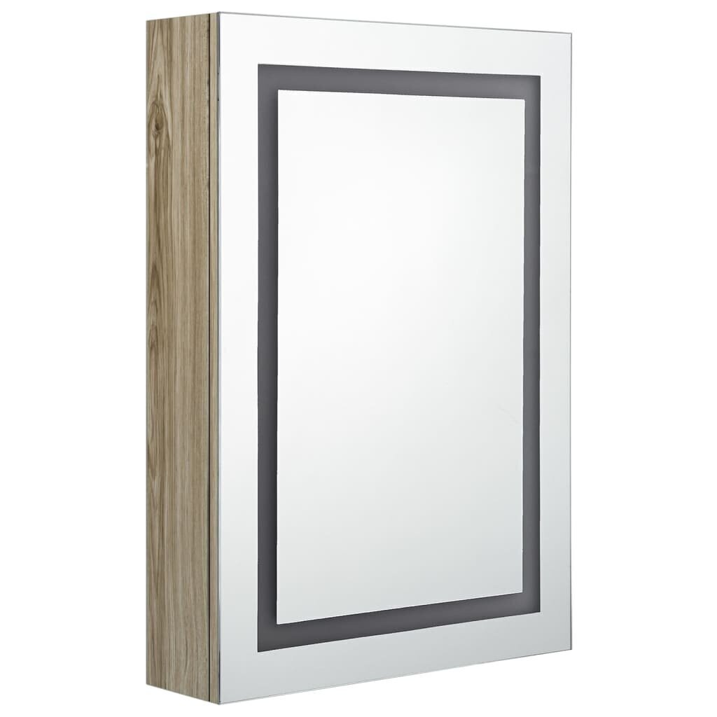 vidaXL LED vannitoa peegelkapp, tamm, 50 x 13 x 70 cm hind ja info | Vannitoakapid | kaup24.ee