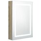 vidaXL LED vannitoa peegelkapp, valge ja tamm, 50 x 13 x 70 cm hind ja info | Vannitoakapid | kaup24.ee