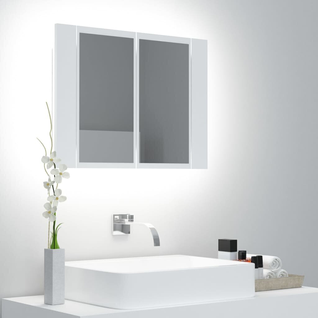 vidaXL LED-peeglikapp valge 60x12x45 cm, akrüül hind ja info | Vannitoakapid | kaup24.ee