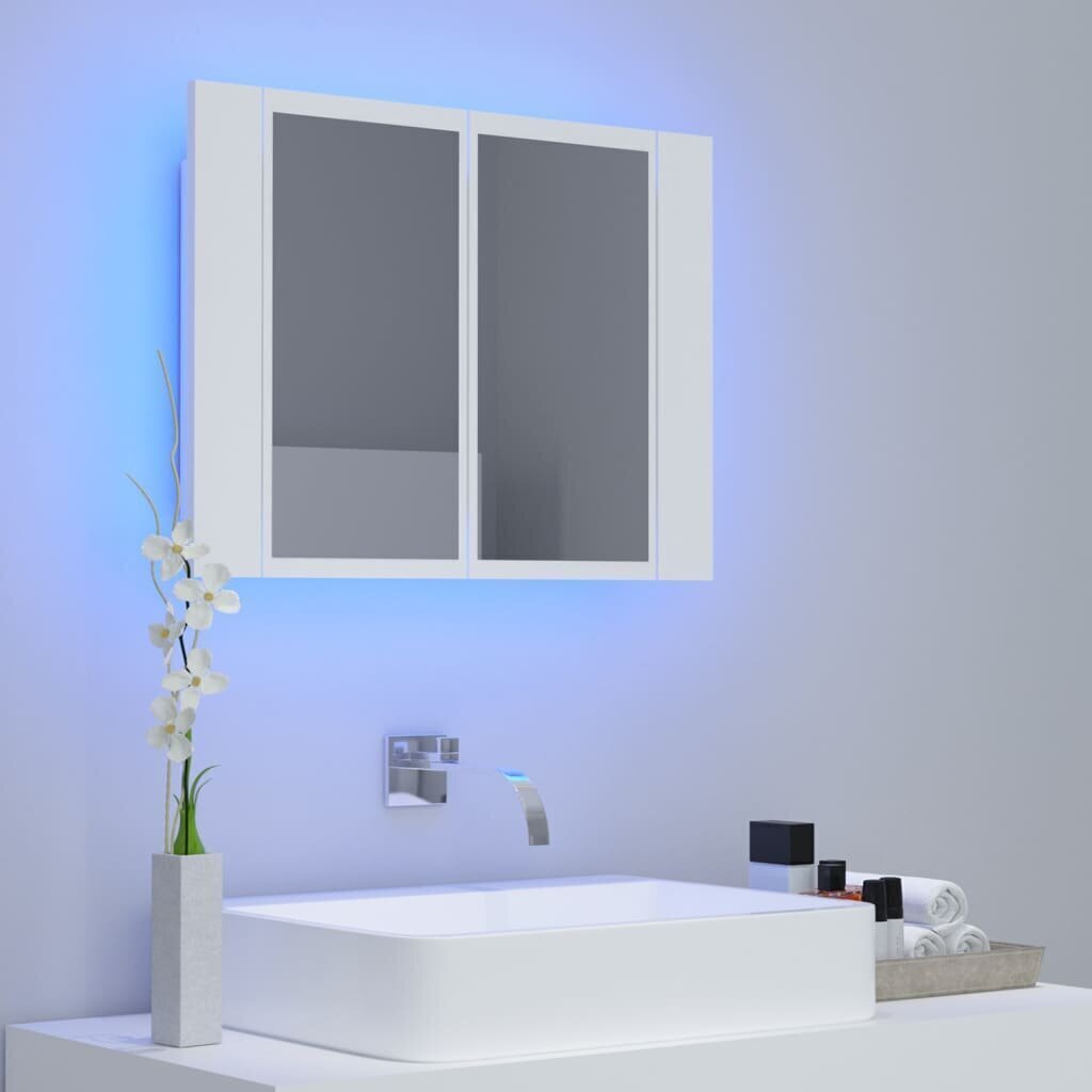 vidaXL LED-peeglikapp valge 60x12x45 cm, akrüül цена и информация | Vannitoakapid | kaup24.ee