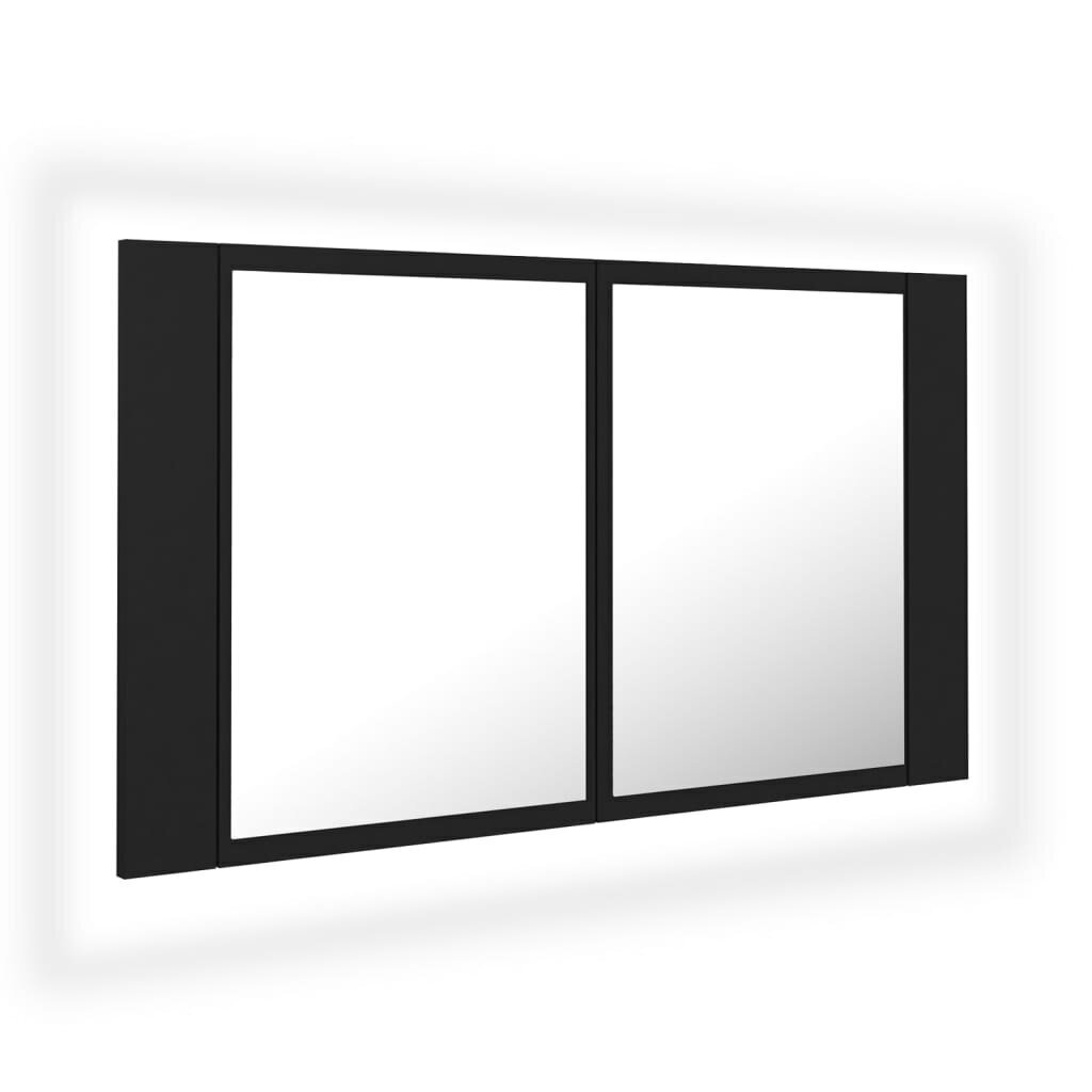 vidaXL LED-peeglikapp must 80x12x45 cm, akrüül hind ja info | Vannitoakapid | kaup24.ee