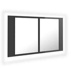 vidaXL LED-peeglikapp kõrgläikega hall 80 x 12 x 45 cm, akrüül hind ja info | Vannitoakapid | kaup24.ee