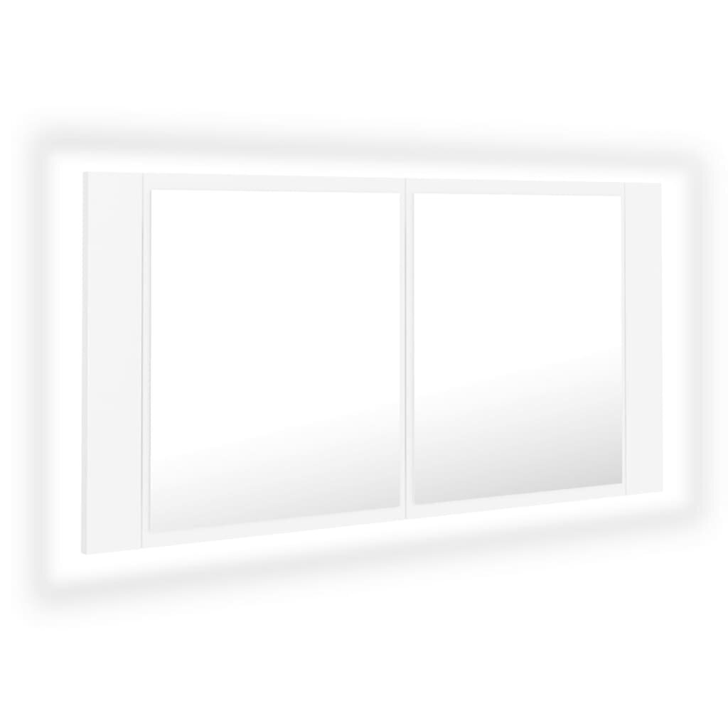 vidaXL LED-peeglikapp, valge, 90 x 12 x 45 cm, akrüül hind ja info | Vannitoakapid | kaup24.ee