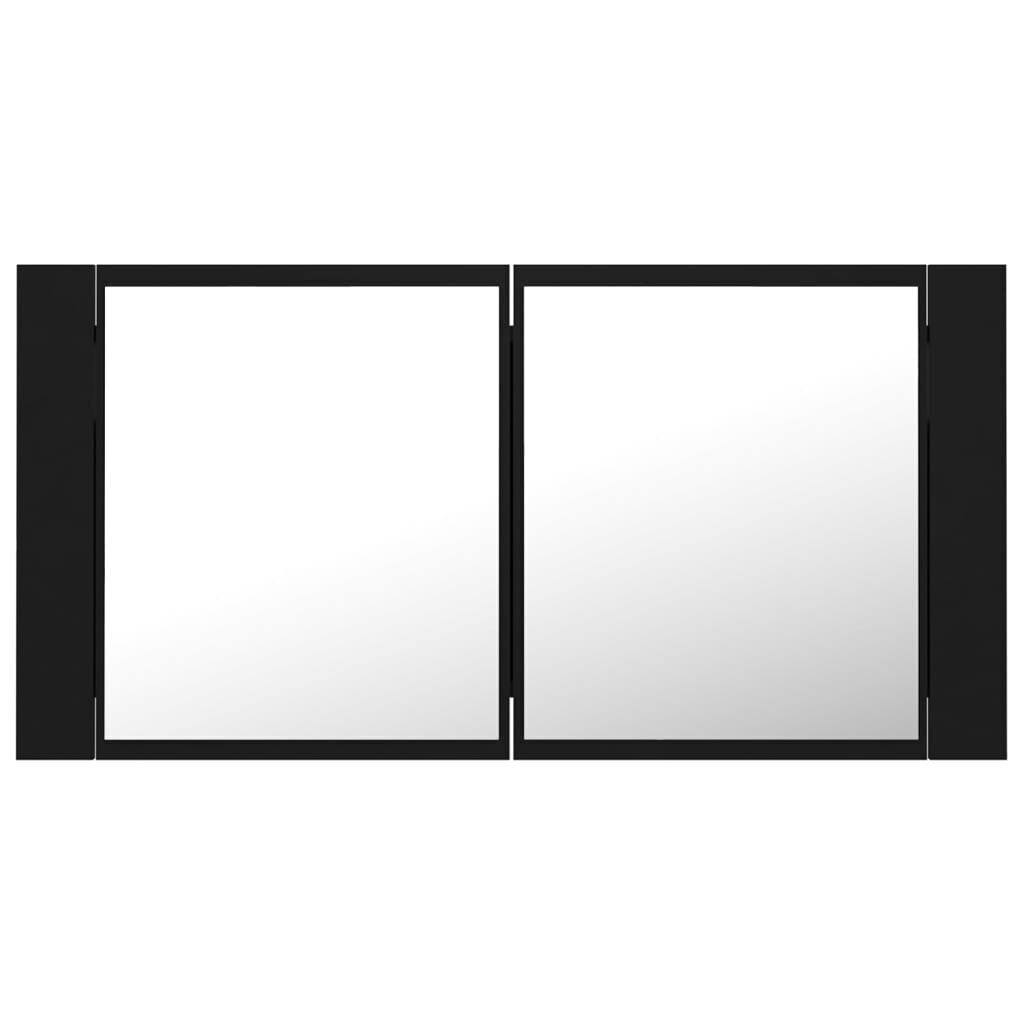 vidaXL LED-peeglikapp, must, 90 x 12 x 45 cm, akrüül hind ja info | Vannitoakapid | kaup24.ee