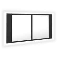 vidaXL LED-peeglikapp hall 90 x 12 x 45 cm, akrüül hind ja info | Vannitoakapid | kaup24.ee