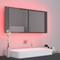 vidaXL LED-peeglikapp, kõrgläikega, hall, 100 x 12 x 45 cm, akrüül hind ja info | Vannitoakapid | kaup24.ee
