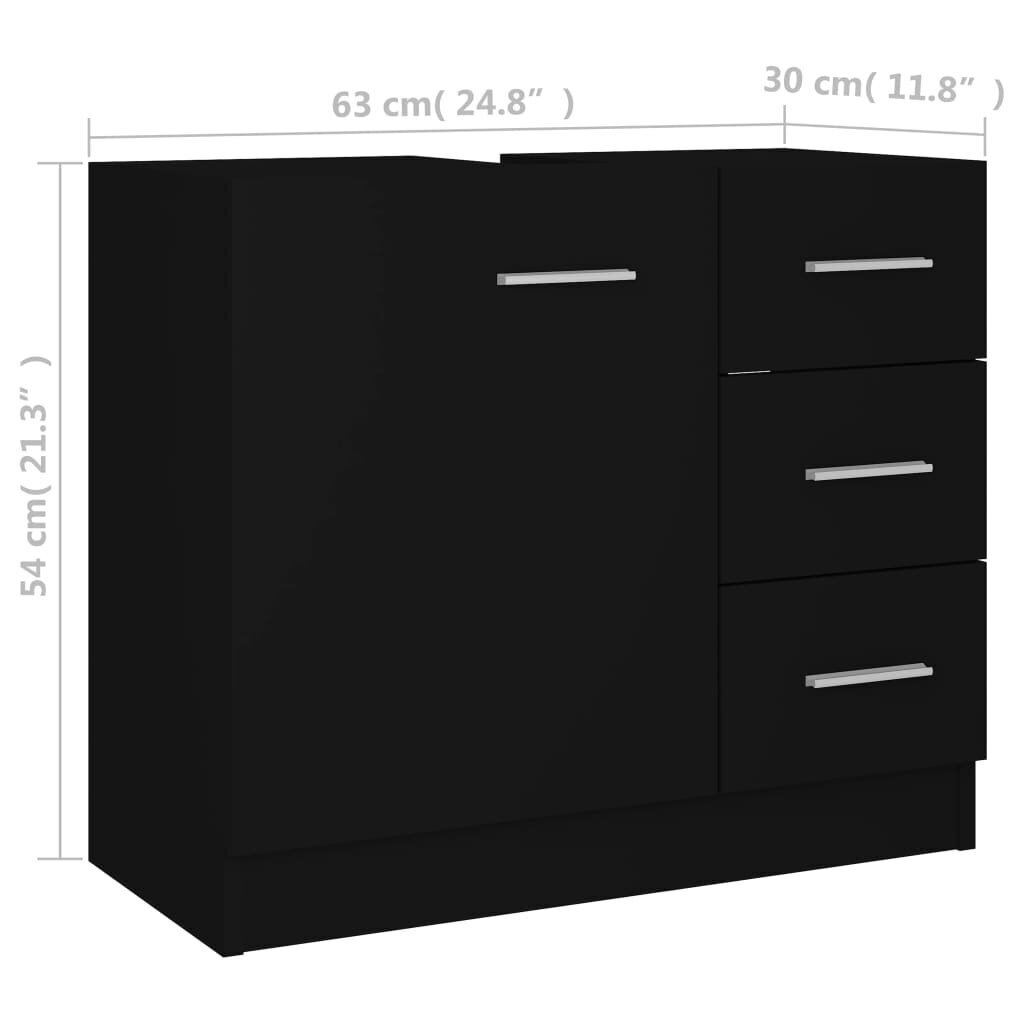 vidaXL valamukapp, must, 63 x 30 x 54 cm puitlaastplaat hind ja info | Vannitoa komplektid | kaup24.ee