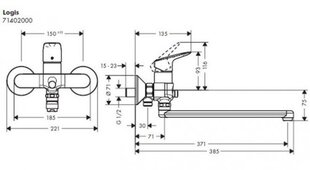 Vannisegisti Hansgrohe Logis pika kraaniga, 71402000 hind ja info | Vannitoa segistid | kaup24.ee