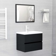 vidaXL 2-osaline vannitoamööbli komplekt, must, puitlaastplaat hind ja info | Vannitoa komplektid | kaup24.ee