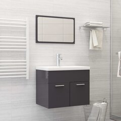 vidaXL 2-osaline vannitoamööblikomplekt, hall, puitlaastplaat hind ja info | Vannitoa komplektid | kaup24.ee