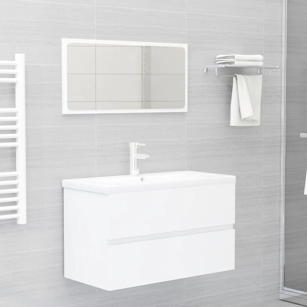 vidaXL 2-osaline vannitoamööbli komplekt, valge, puitlaastplaat цена и информация | Vannitoa komplektid | kaup24.ee
