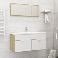 vidaXL vannitoamööblikomplekt, valge ja Sonoma tamm, puitlaastplaat hind ja info | Vannitoa komplektid | kaup24.ee