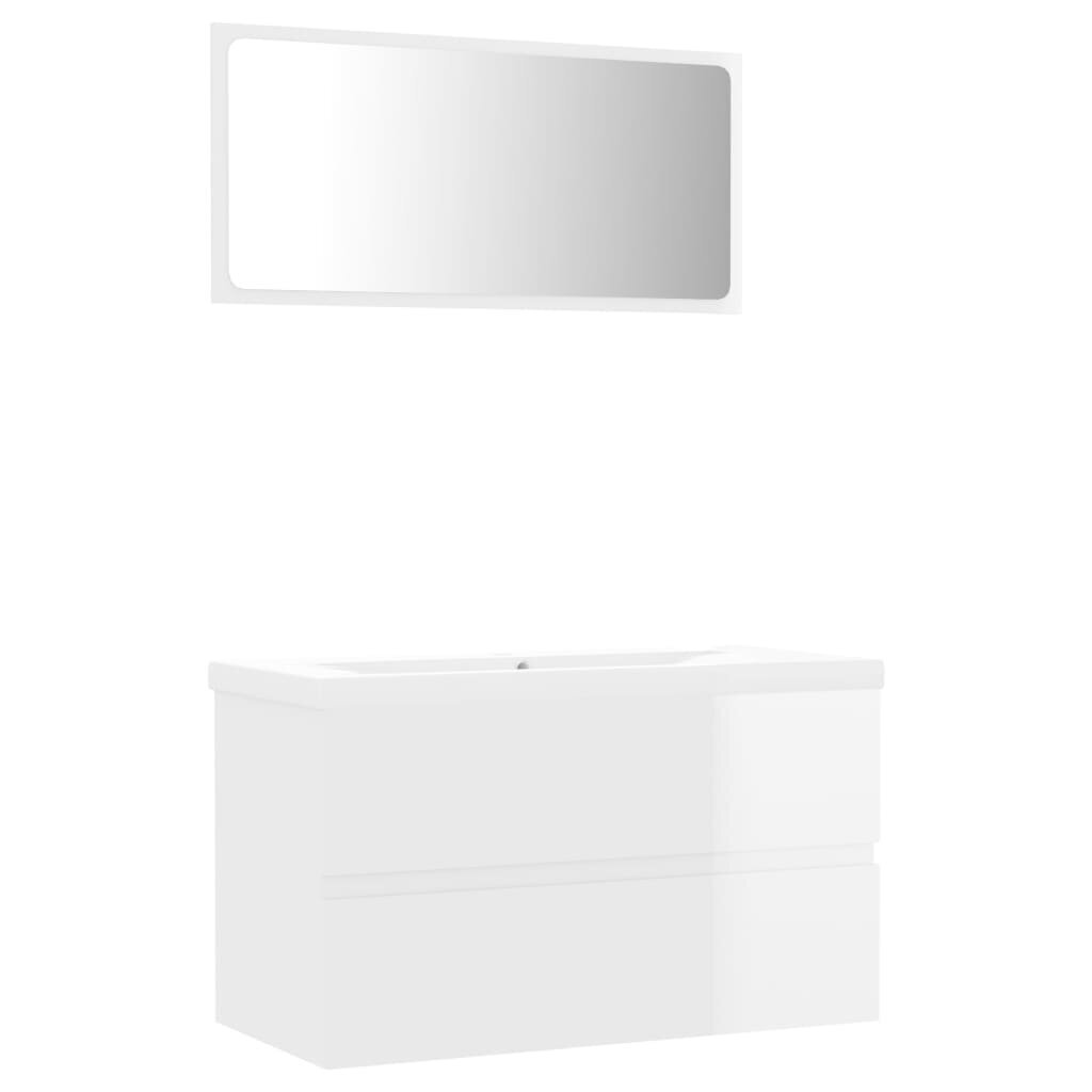 vidaXL vannitoamööbli komplekt, kõrgläikega valge, puitlaastplaat hind ja info | Vannitoa komplektid | kaup24.ee