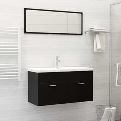 vidaXL vannitoamööblikomplekt, must, puitlaastplaat hind ja info | Vannitoa komplektid | kaup24.ee