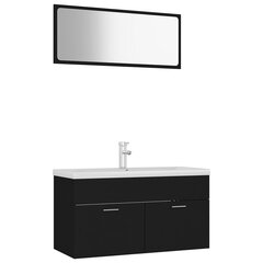 vidaXL vannitoamööblikomplekt, must, puitlaastplaat hind ja info | Vannitoa komplektid | kaup24.ee