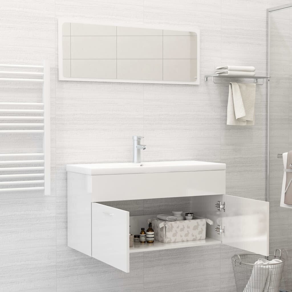 vidaXL vannitoamööbli komplekt, kõrgläikega valge, puitlaastplaat цена и информация | Vannitoa komplektid | kaup24.ee