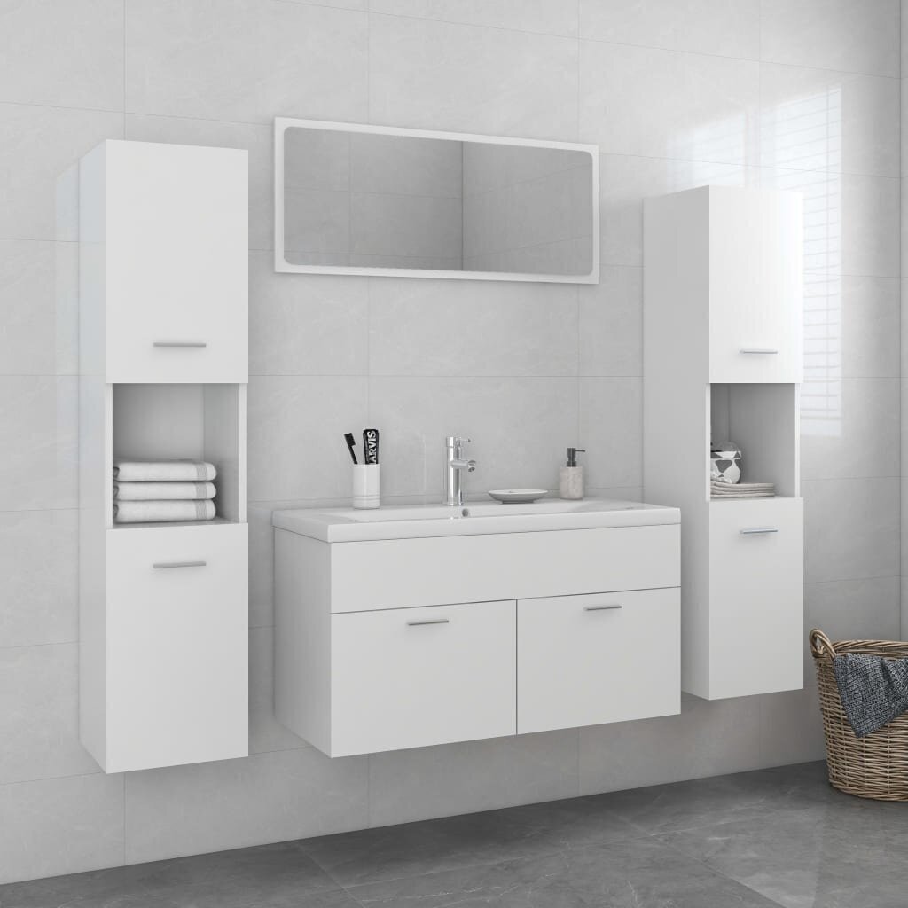 vidaXL vannitoamööblikomplekt, valge, puitlaastplaat hind ja info | Vannitoa komplektid | kaup24.ee