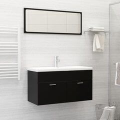 vidaXL 2-osaline vannitoamööblikomplekt, must, puitlaastplaat hind ja info | Vannitoa komplektid | kaup24.ee