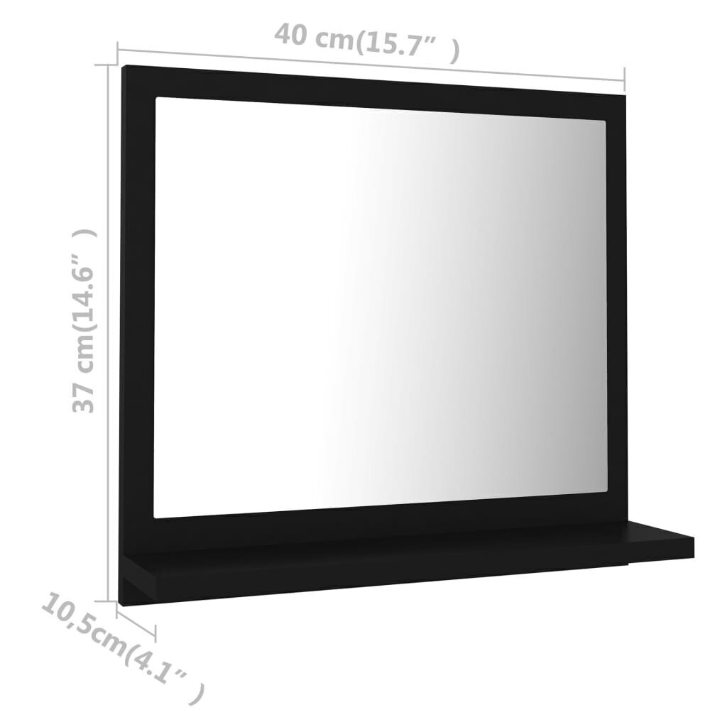 vidaXL vannitoa peeglikapp must 40x10,5x37 cm puitlaastplaat hind ja info | Vannitoa peeglid | kaup24.ee
