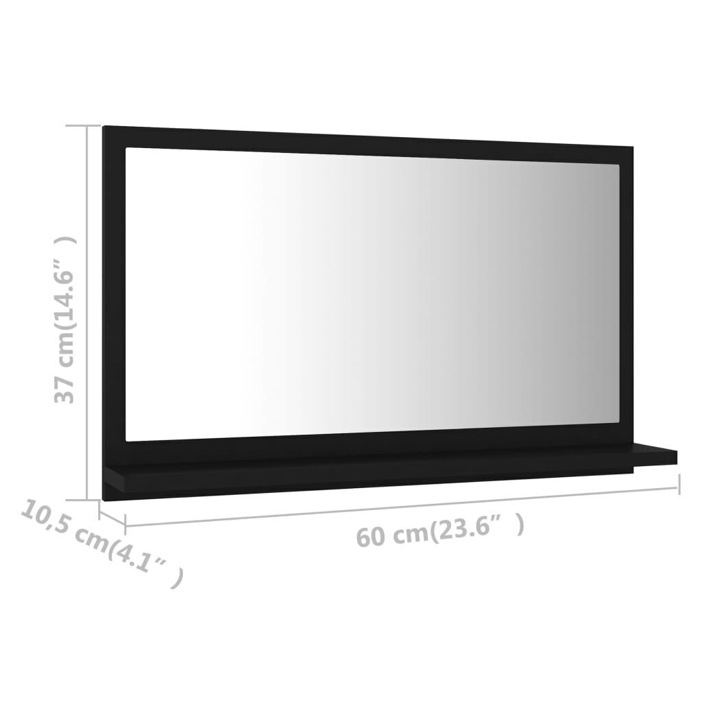 vidaXL vannitoa peeglikapp must 60x10,5x37 cm puitlaastplaat hind ja info | Vannitoa peeglid | kaup24.ee