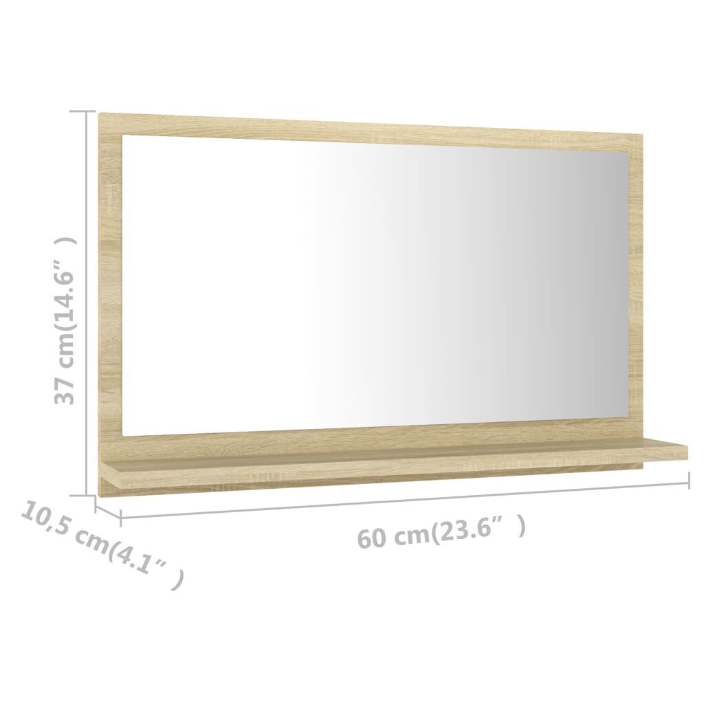 vidaXL vannitoa peeglikapp Sonoma tamm 60x10,5x37 cm puitlaastplaat hind ja info | Vannitoa peeglid | kaup24.ee