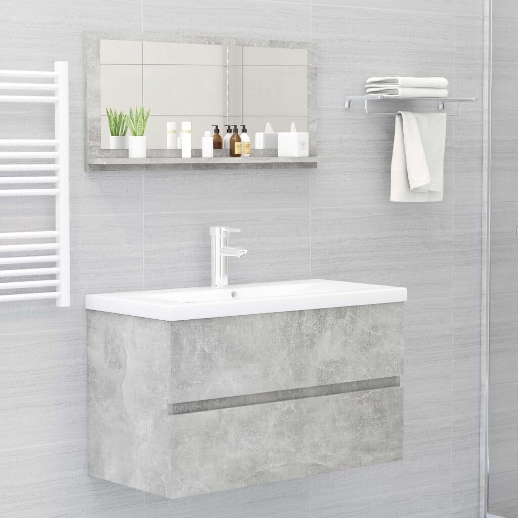 vidaXL vannitoa peeglikapp betoonhall 80 x 10,5 x 37 cm puitlaastplaat hind ja info | Vannitoa peeglid | kaup24.ee