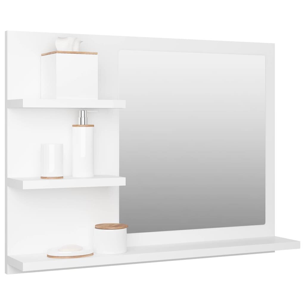 vidaXL vannitoapeegel, valge, 60 x 10,5 x 45 cm puitlaastplaat hind ja info | Vannitoa peeglid | kaup24.ee