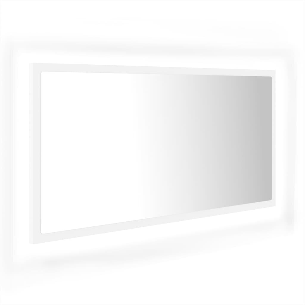 vidaXL LED vannitoa peeglikapp, valge, 90x8,5x37 cm, puitlaastplaat hind ja info | Vannitoa peeglid | kaup24.ee
