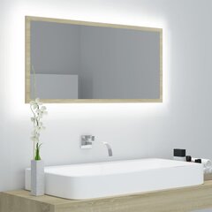 vidaXL LED vannitoa peeglikapp, Sonoma tamm, 90x8,5x37 cm, akrüül цена и информация | Зеркала | kaup24.ee