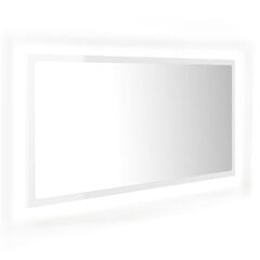 vidaXL LED vannitoa peeglikapp, kõrgläikega valge, 90x8,5x37cm, akrüül цена и информация | Зеркала | kaup24.ee