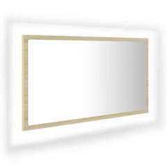 vidaXL LED vannitoa peeglikapp, Sonoma tamm, 80x8,5x37 cm, akrüül hind ja info | Vannitoa peeglid | kaup24.ee