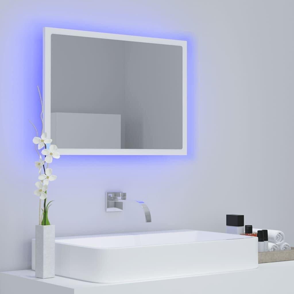 vidaXL LED vannitoa peeglikapp valge 60x8,5x37 cm puitlaastplaat hind ja info | Vannitoa peeglid | kaup24.ee