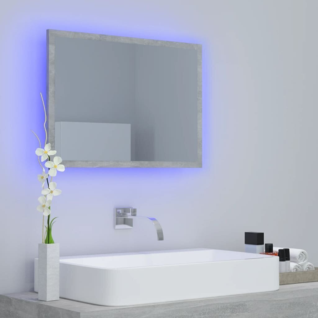 vidaXL LED vannitoa peeglikapp, betoonhall, 60x8,5x37 cm, akrüül hind ja info | Vannitoa peeglid | kaup24.ee