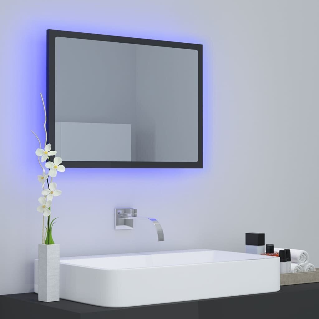 vidaXL LED vannitoa peeglikapp, hall, 60x8,5x37 cm, akrüül hind ja info | Vannitoa peeglid | kaup24.ee