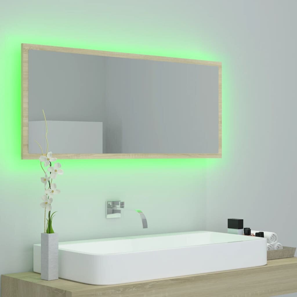 vidaXL LED vannitoa peeglikapp, Sonoma tamm, 100x8,5x37 cm, akrüül цена и информация | Vannitoa peeglid | kaup24.ee