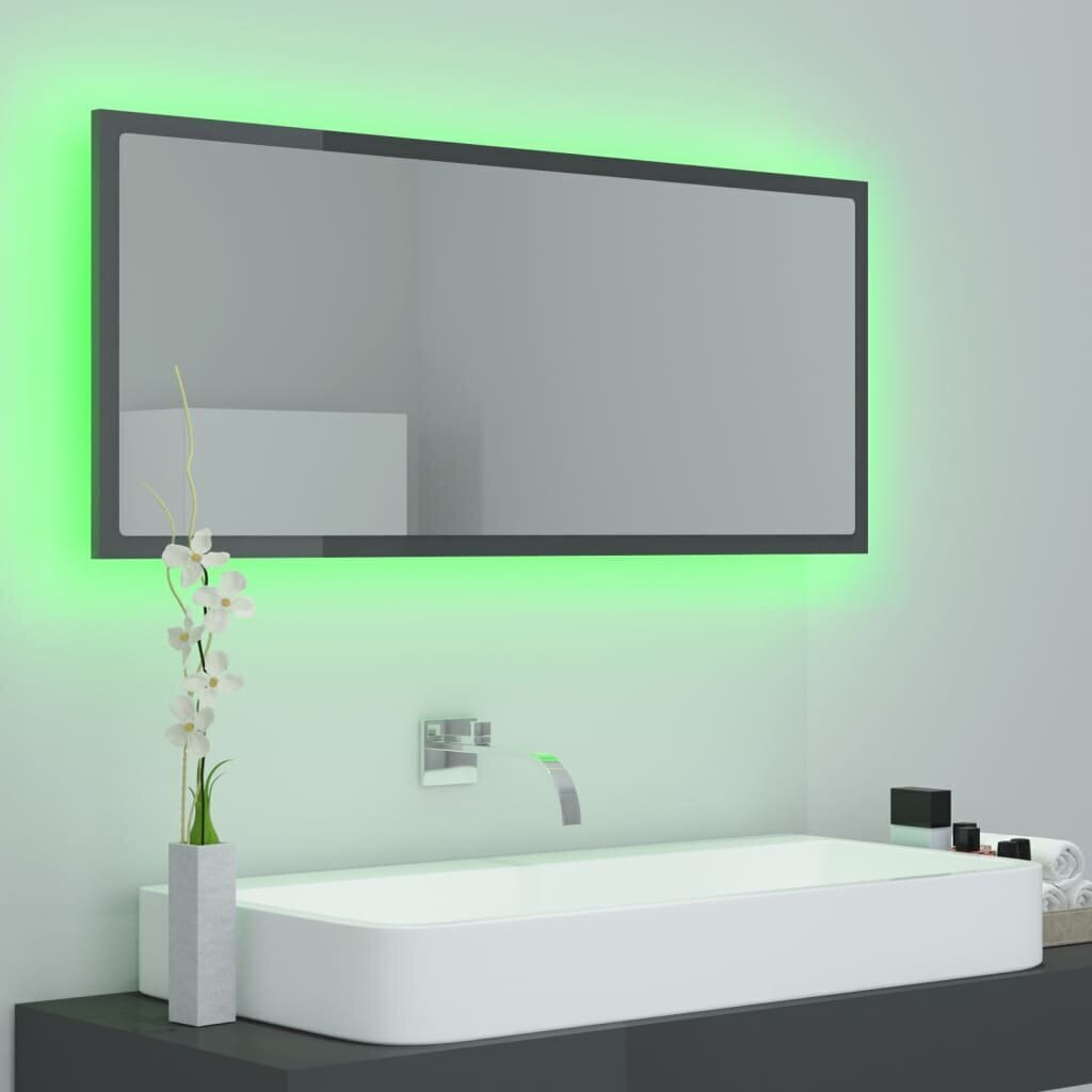 vidaXL LED vannitoa peeglikapp, hall, 100x8,5x37 cm, akrüül цена и информация | Vannitoa peeglid | kaup24.ee