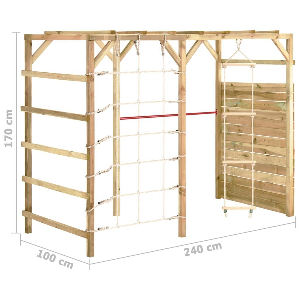 vidaXL turnimisraam 24 0 x100 x 170 cm, immutatud männipuit цена и информация | Liumäed, Pikleri kolmnurgad | kaup24.ee