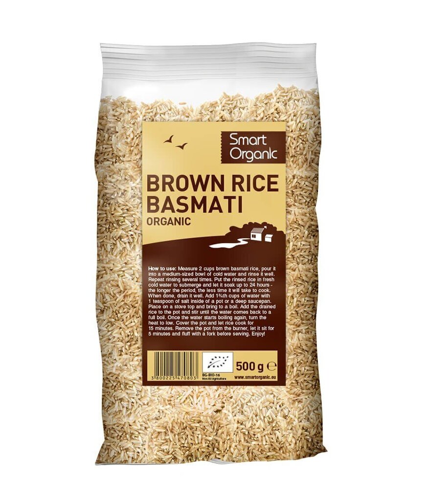 Pruun basmati riis Smart Organic, 500 g цена и информация | Kuivained, tangud, riis | kaup24.ee