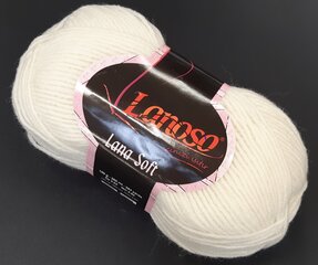 Нитки для вязания Lanoso Lana Soft, 100г, цвет белый 13455 цена и информация | Принадлежности для вязания | kaup24.ee