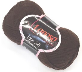 Нитки для вязания Lanoso Lana Soft, 100г, цвет коричневый 13406 цена и информация | Принадлежности для вязания | kaup24.ee